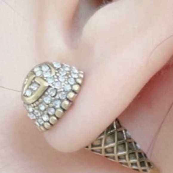 Gucci Gold Plated Crystal Studs - Picture 13 of 14